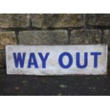 A GWR Railway 'Way Out' enamel sign, 30 x 9".