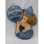 A rare Rowntree's Milk Chocolate pictorial diecut hanging showcard depicting a young girl blowing up