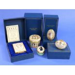 A Collection of five commemorative Halcyon Days Enamel Boxes, commemorating H.M. Queen Elizabeth,