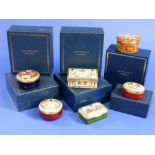 A Collection of five Halcyon Days Enamel Boxes commemorating State Visits to the following: Spain,