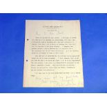 Violet Bonham Carter/née Asquith, Politician; a typed letter to Mr Voss-Bark (B.B.C.) dated 21