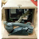 A Pye "Reporter" mobile Radiophone, in wooden carry case, together with two A.S.R. Beacon - Ref.