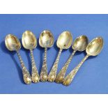 A set of six Victorian silver Teaspoons, hallmarked Sheffield, 1893, the handles chased with foliate