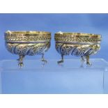 A pair of antique eastern white metal Sweet Meat Bowls, of circular form, each with pierced