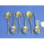 A set of six Dutch silver 'apostle' Coffee Spoons, of traditional form, 3½in (9cm) long, approximate