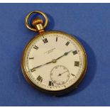 A 9ct gold J. W. Benson Pocket Watch, circa 1935, with Swiss 15 Jewels movement, the white enamel