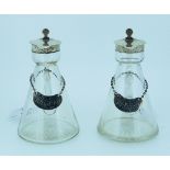 A pair of Edwardian silver-mounted cut-glass Whiskey Tots or Chota Pegs, by Charles & George Asprey,