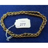 A 9ct yellow gold Chain, formed of oval links with rope twist between, bolt ring clasp, 24½in 61.