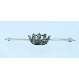 A white metal Bar Brooch, set in the centre with a diamond Naval crown