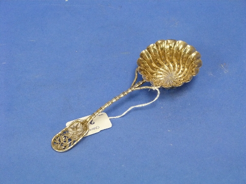 A Chinese silver Sifter Spoon, circa early-20thC, unmarked, of traditional form, the spiral fluted