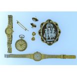 A collection of Jewellery,  including a large oval swivel Cameo, the reverse with hair box and glass