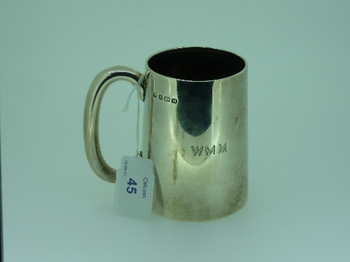An Edward VIII silver christening Mug, by Barker Brothers Silver Ltd, hallmarked Birmingham, 1936,