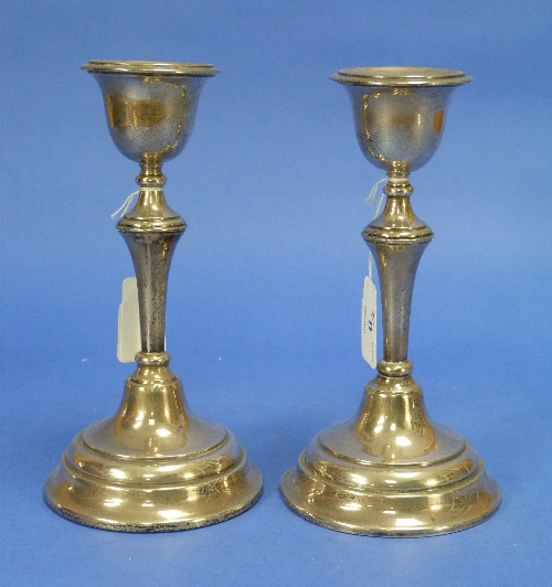 A pair of George V silver Candlesticks, by Charles Boyton & Son Ltd, hallmarked London, 1919, with