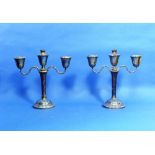 A pair of silver three-light Candelabra, by John Rose, hallmarked Birmingham, 1966, with reeded