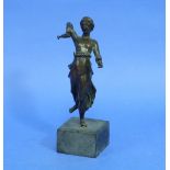 A 19thC French bronze figure, in the classical style of a semi-clad woman holding a jug and