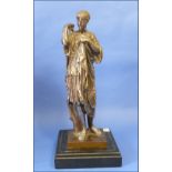 A 19thC French silver-plated bronze Classical Figure, the base marked "A. D. Delafontaine", the