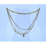 An 18k fine flat link Chain, 30in, 76cm, 11.7g, together with a 9ct fine flattened link chain,