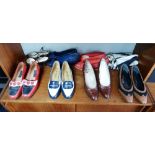 Vintage ladies Shoes; eight pairs, mostly court shoes, including two tone, crocodile skin etc.,