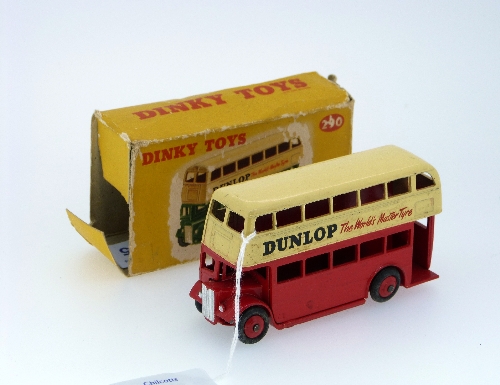 Dinky No.290 Double Deck Bus 'Dunlop', red and cream, boxed, box scruffy. THIS LOT WILL BE SOLD ON