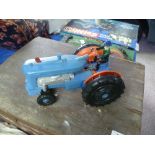 Marx Reversible Diesel Electric Tractor, blue, plastic, battery operated. THIS LOT WILL BE SOLD ON