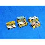 Dinky Toys Sportscars; No.107 Sunbeam Alpine Sports, pale blue; No.108 M.G. Midget Sports, cream,