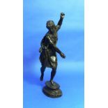 A 19thC French bronze figure of 'Atlante', after Pierre Lepautre, depicted running, on an oval base,