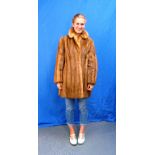 A vintage Honey Mink short Coat, by M. Michaels Furriers, Bristol & Taunton, lined with jacquard