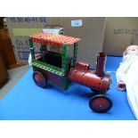 Meccano; a model of a tractor made from green and red Meccano, with clockwork motor. THIS LOT WILL