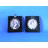 A 19thC portrait miniature of a young woman, oval, in papier mâché frame, 3½in (9cm) high,