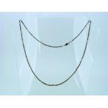 A 9ct white gold Chain, formed of octagonal links with twisted links between, marked on clasp, 9ct