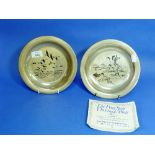 A pair of Peter Scott silver Christmas Plates, by John Pinches Ltd, hallmarked London, 1971 and