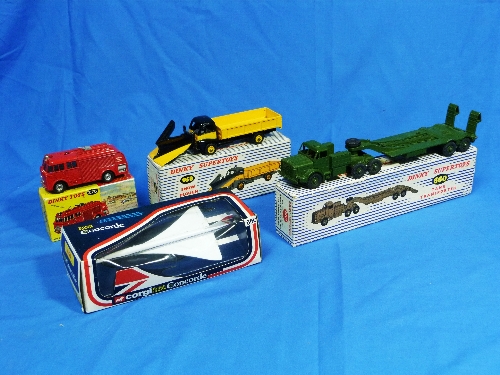 Dinky No.958 Snow Plough with windows, boxed, and No.660 Tank Transporter, green, boxed, together