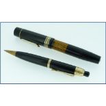 A rare Montblanc Meisterstück L139 "Long Window" Fountain Pen, c.1940, black celluloid cap and