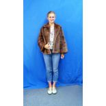 A vintage mid brown Fur Jacket, lined with glossy satin, approx. size S. THIS LOT WILL BE SOLD ON