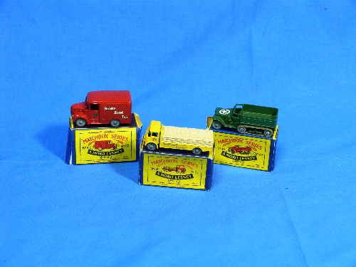 Matchbox Moko Lesney No.47 Trojan Van, red, 'Brooke Bond', boxed, together with No.49 M3 Personnel