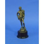 A French gilt bronze figure of Mercury, on oval base and wood stand, overall 7¼in (18.5cm) high.