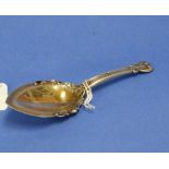 An early 20thC silver Caddy Spoon, marked "Sterling", the bowl with enamel decoration, 3⅞in (9.75cm)