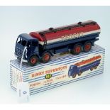 Dinky No.942 Foden 14-Ton Tanker "Regent", dark blue, red and white, in striped Supertoys box.