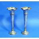 A pair of George V silver Trumpet Vases, by Walker & Hall, hallmarked Sheffield, 1913, with wavy