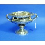 A George V silver urn shaped Vase, hallmarked London, 1913, of two-handled form with leaf-moulded