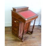 A Victorian-style walnut Davenport, 21in (54cm) wide. Provenance: Stoodley Knowle School, Torquay.