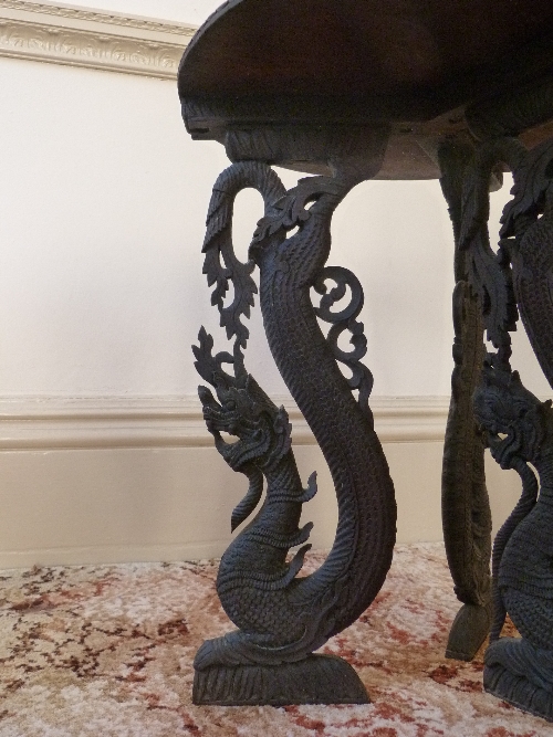 A Victorian ornate carved oak occasional Table, and another carved occasional table (2) - Image 3 of 4