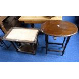 A Victorian oak tray top occasional Table, together with a mahogany occasional table with decorative