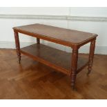 A Victorian oak Serving Buffet, with reeded legs and castors, 60in (152.5cm) wide.