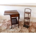A vintage mahogany serving Trolley, and a folding plate stand (2) Provenance: Stoodley Knowle