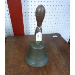 A vintage Hand Bell, "10", by Mears & Co. London, 10in (25cm) high. Provenance: Stoodley Knowle