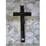 A French bronze and ebony Crucifix, 22in (56cm) high. Provenance: Stoodley Knowle School, Torquay.