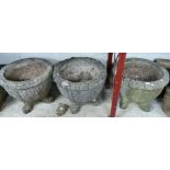 Three large Lutyens style Planters on claw feet (3)