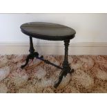 A Victorian ebonised wood oval Occasional Table, and three parlour chairs similar (4) Provenance: