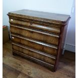 A late 19thC French walnut chest of four drawers, 39½in (100cm) wide. Provenance: Stoodley Knowle